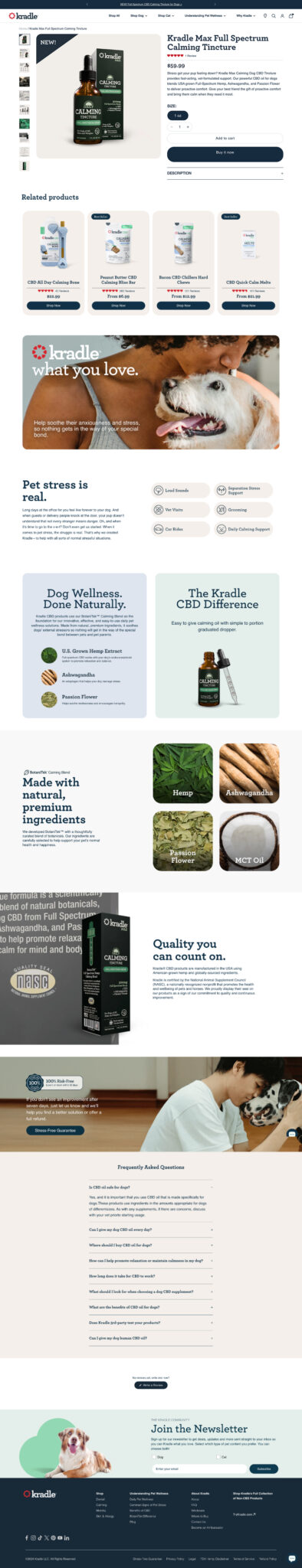 kradle CBD pet supplements tincture